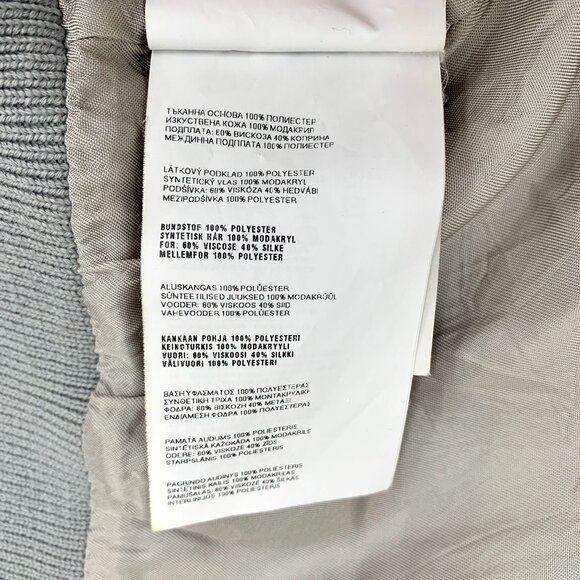 Prada Womens Gray Faux Fur & Knit Jacket With Triangular Logo Lapel Long Sleeves - Picture 3 of 8